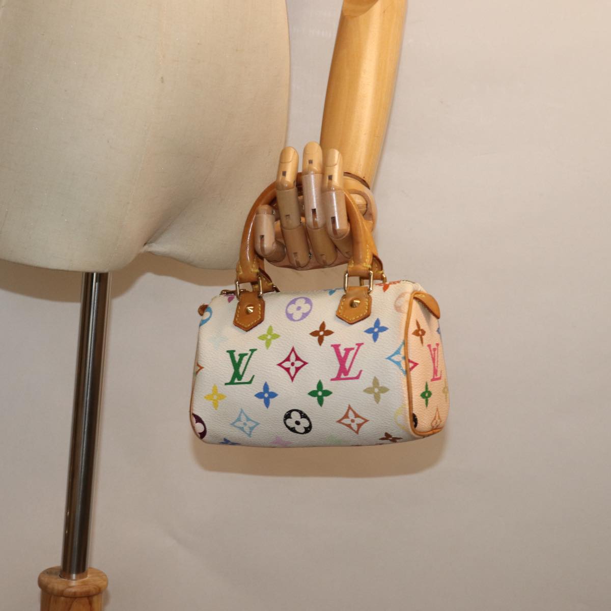 LOUIS VUITTON Monogram Multicolor Mini Speedy Hand Bag White M92645 76030