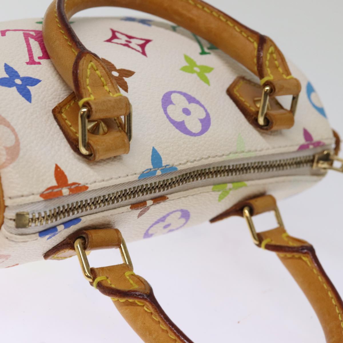 LOUIS VUITTON Monogram Multicolor Mini Speedy Hand Bag White M92645 76030