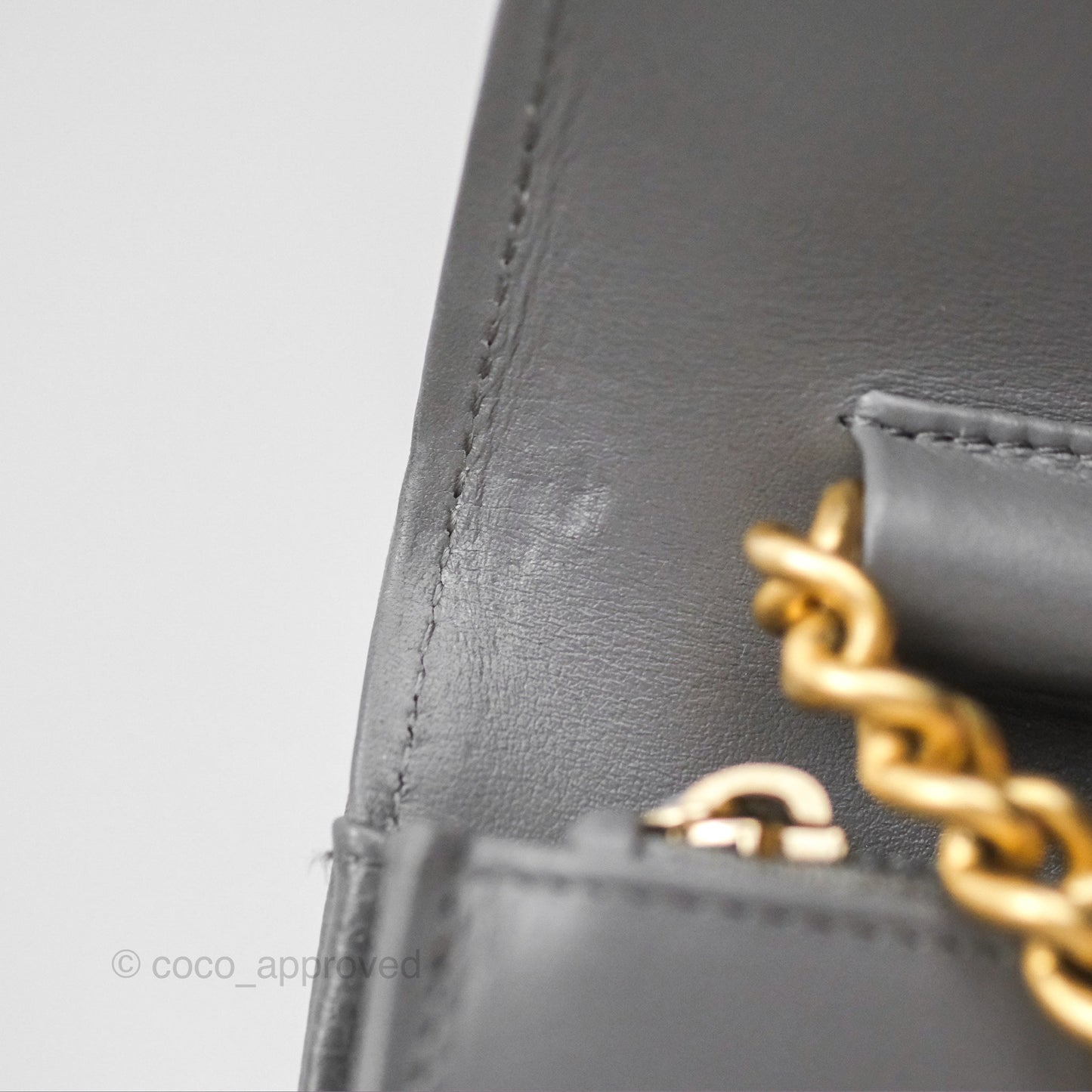Chanel Quilted Boy Wallet on Chain WOC Grey Caviar Aged Gold Hardware