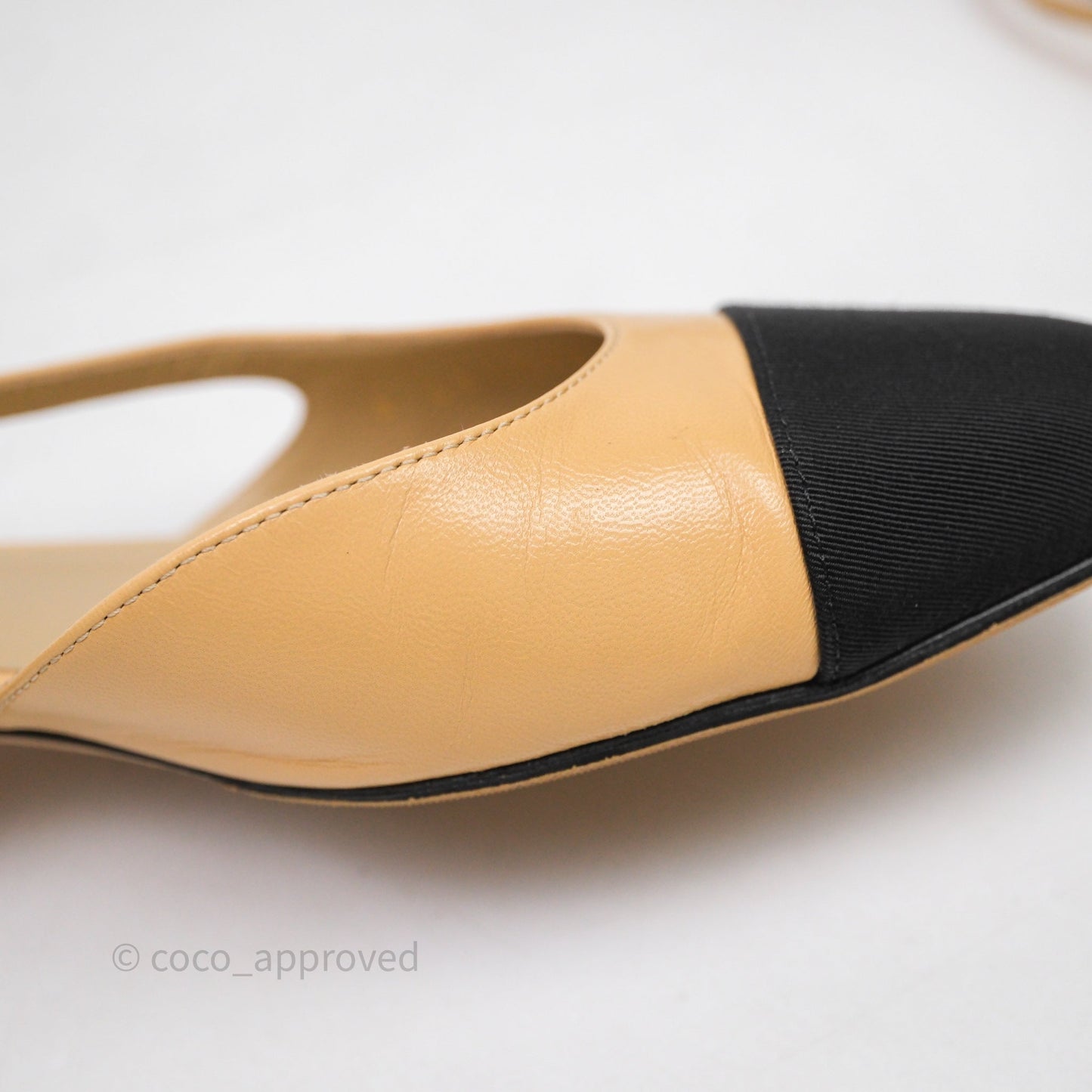 Chanel Classic Slingback Flats Beige Black Size 36