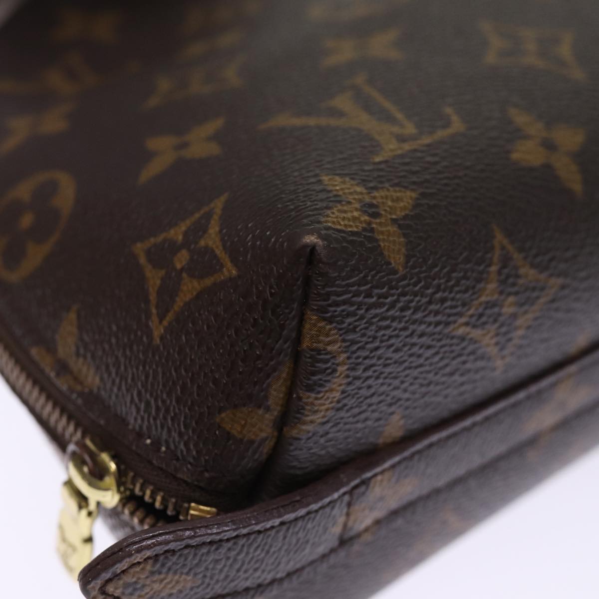 LOUIS VUITTON Monogram Trousse Demi Ronde Cosmetic Pouch M47520 LV 76034