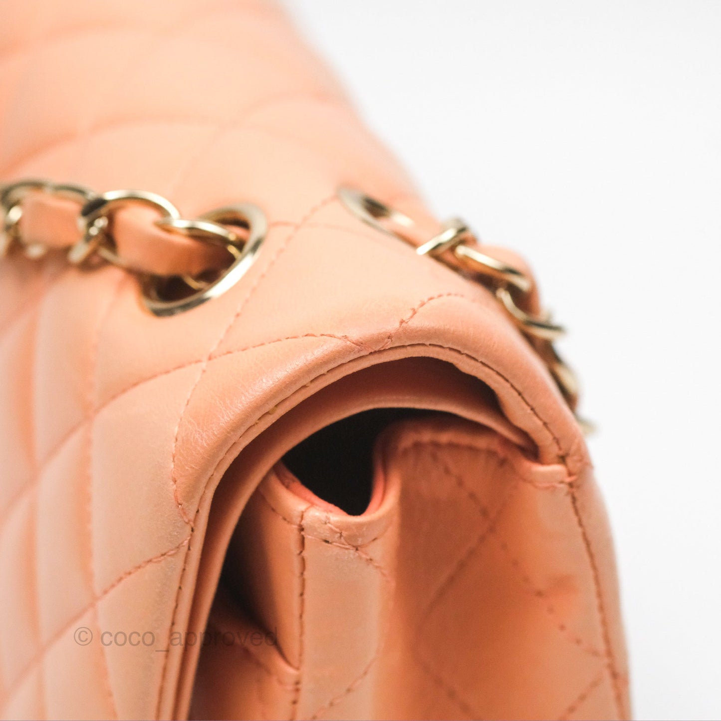 Chanel Classic M/L Medium Flap Quilted Peach Lambskin Gold Hardware
