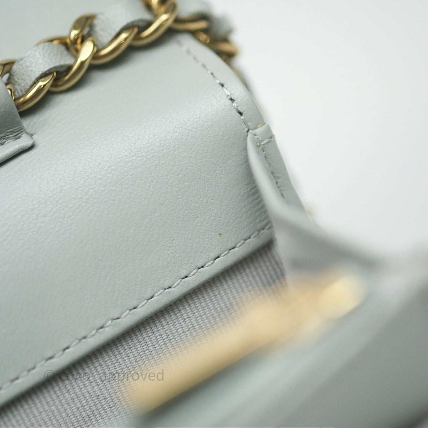 Chanel Classic Quilted Wallet on Chain WOC Grey Lambskin Gold Hardware