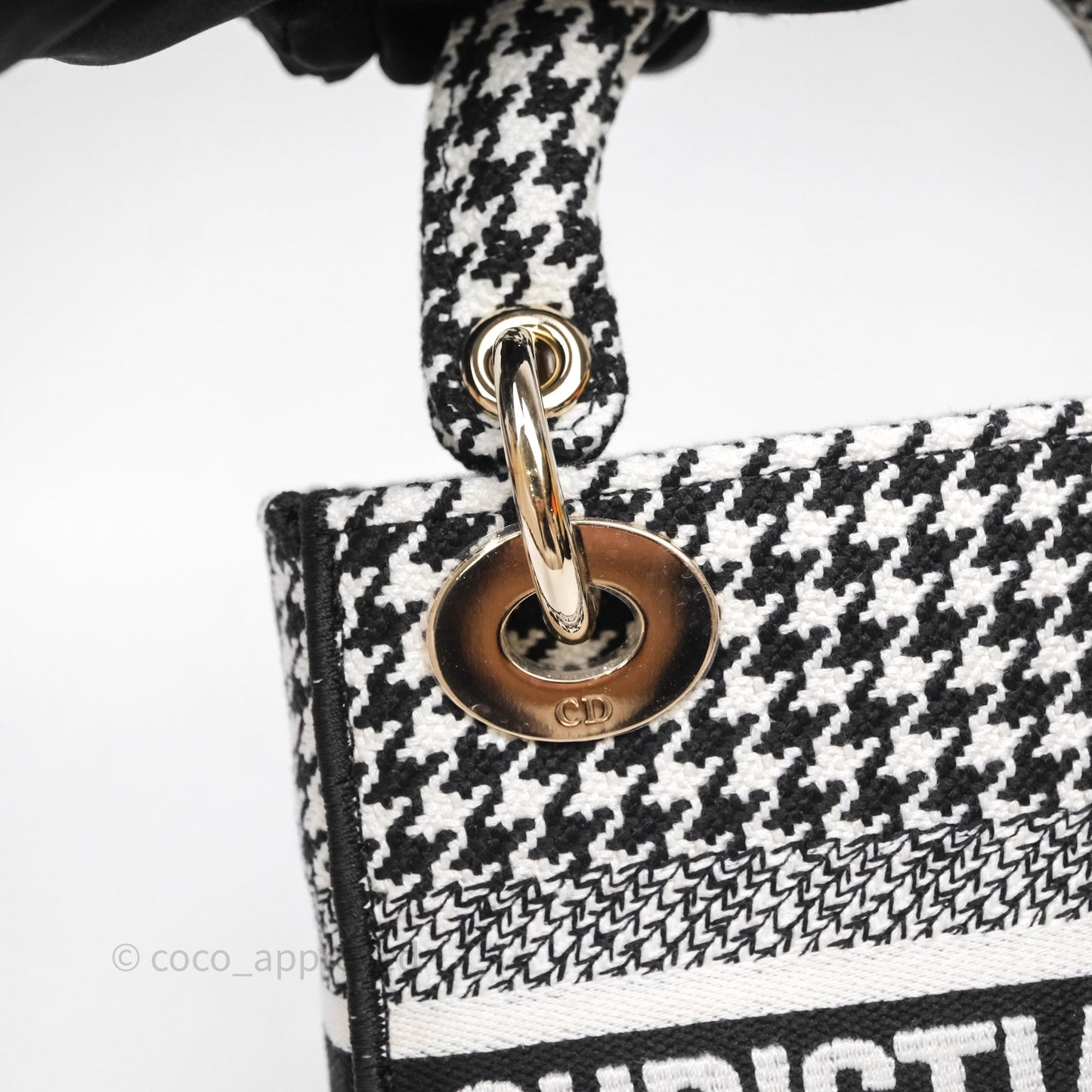 Christian Dior Mini Lady D-Lite Bag Black White Houndstooth