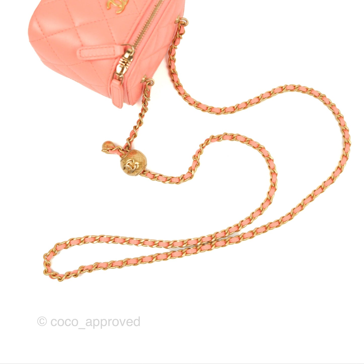 Chanel Mini Pearl Crush Vanity With Chain Orange Clair Gold Hardware