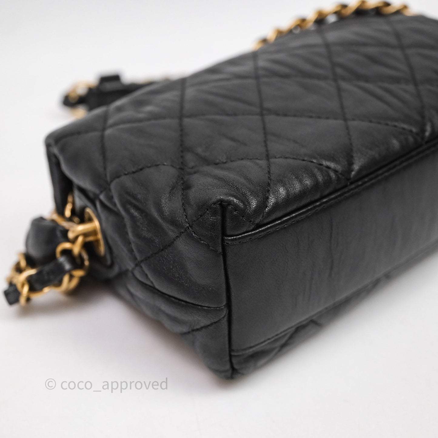 Chanel Small Hobo Bag Crumpled Black Lambskin Aged Gold Hardware