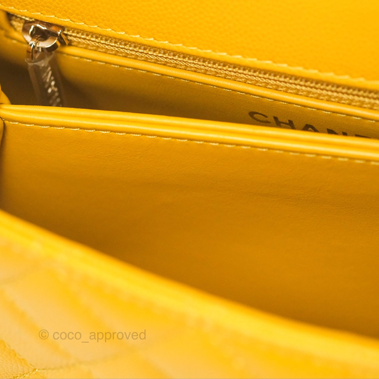 Chanel Small Coco Handle Mustard Yellow Caviar Gold Hardware