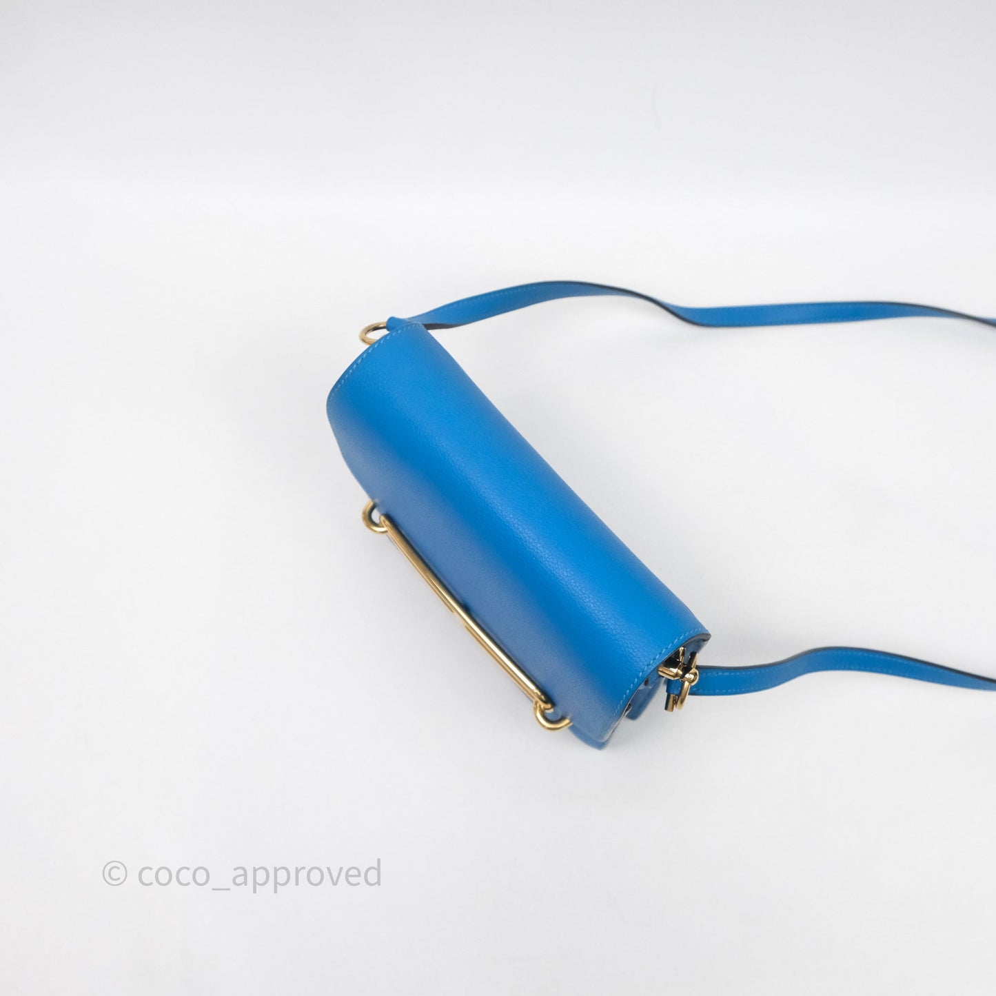 Hermès Roulis Mini 18 Bleu Zanzibar B3 Evercolor Gold Hardware