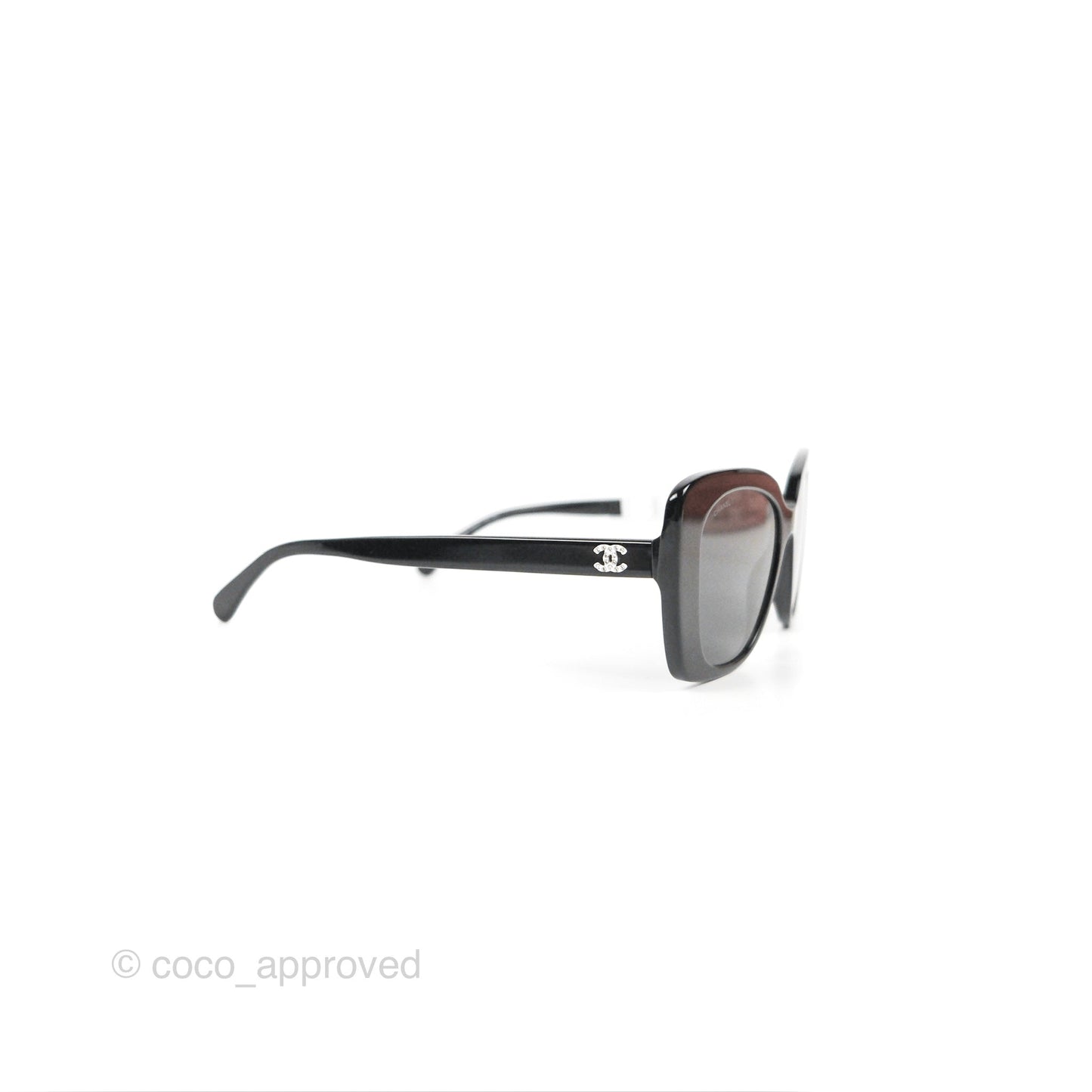 Chanel Acetate Strass Square Polarized Sunglasses Black/White
