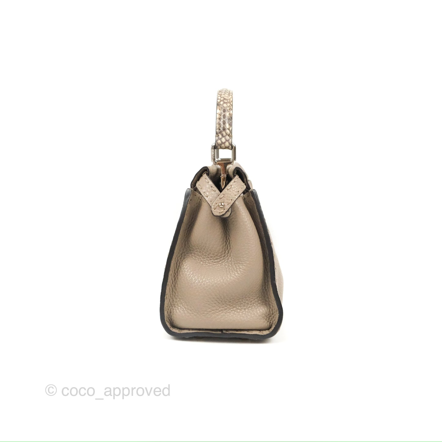 Fendi Mini Peekaboo Dove Grey Selleria Bag Cuoio Romano Python