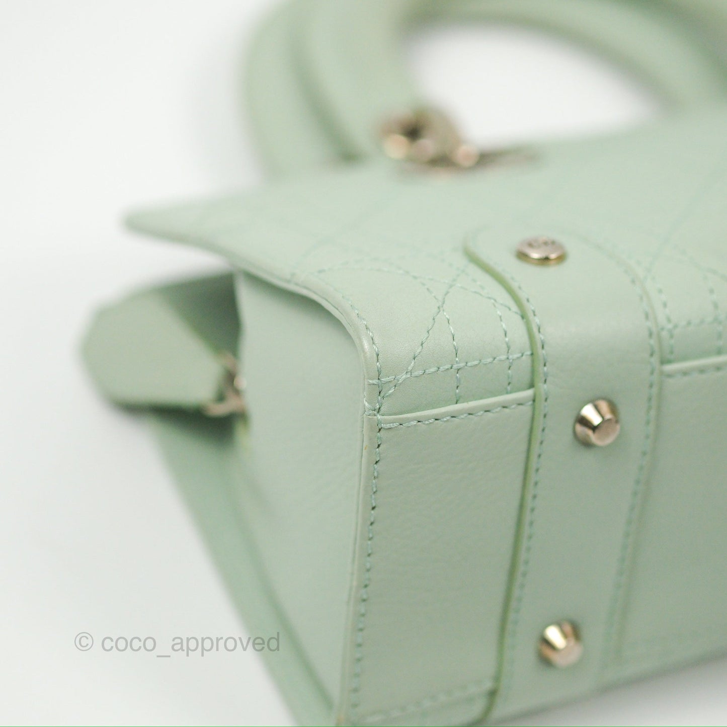 Dior East West Lady Dior Mint Green Calfskin Silver Hardware