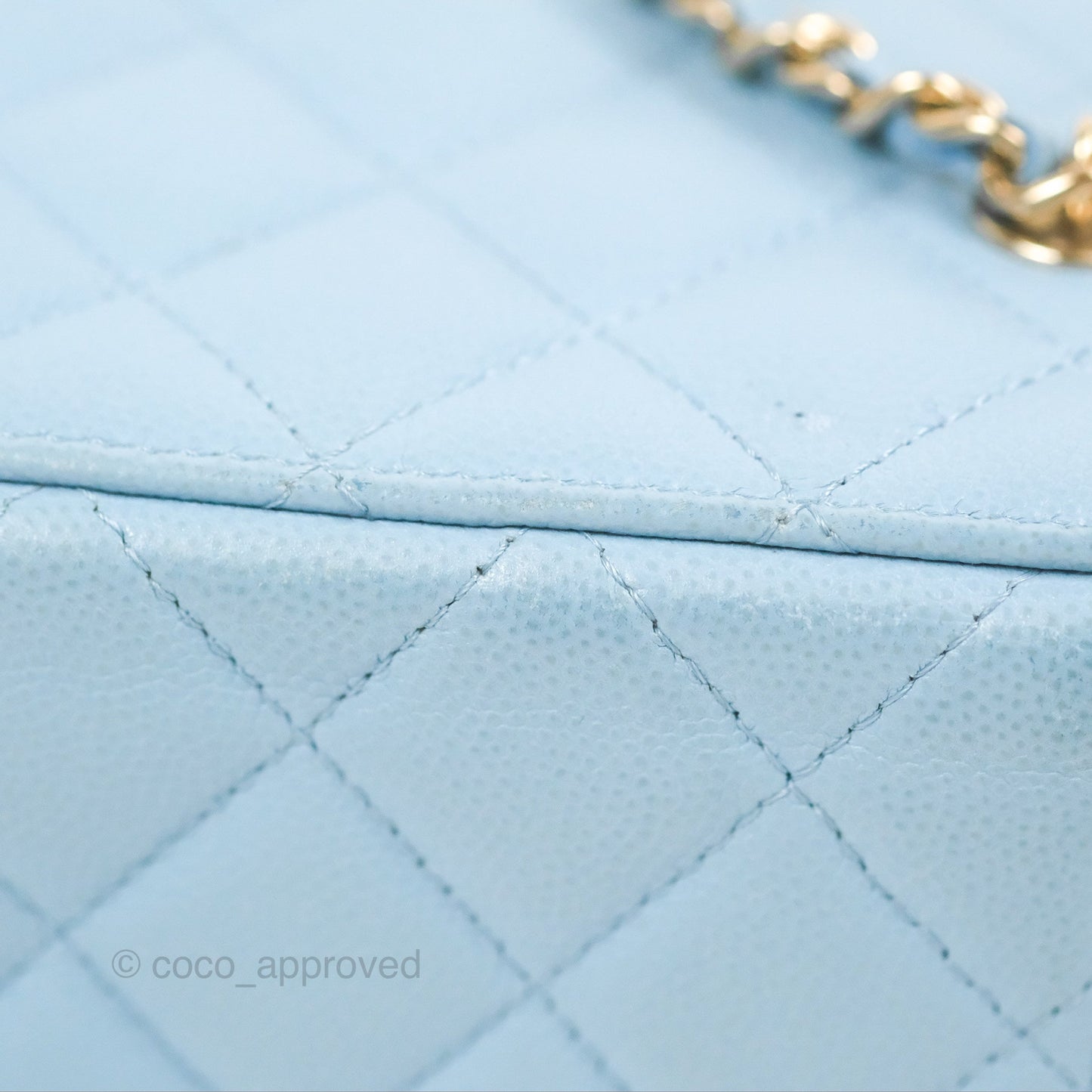 Chanel Vanity with Chain Blue Caviar Aged Gold Hardware