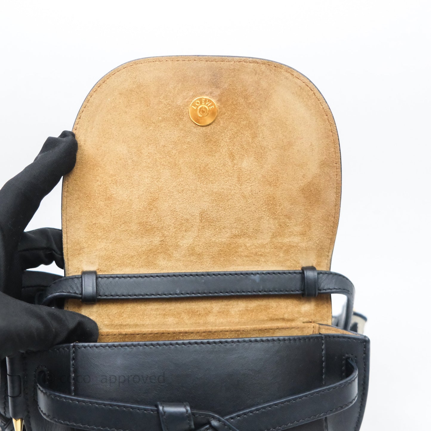 Loewe Mini Gate Dual Bag in Soft Calfskin & Jacquard Strap Black