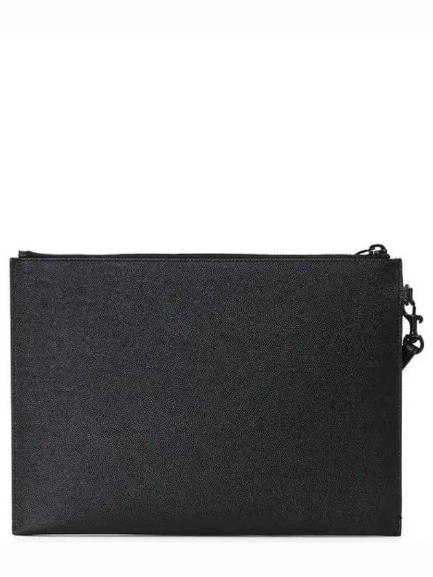 Luxury Saint Laurent Monogram Strap Tablet Clutch Bag Black Black