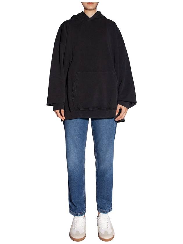 Luxury Balenciaga Back Logo Hooded Top Black