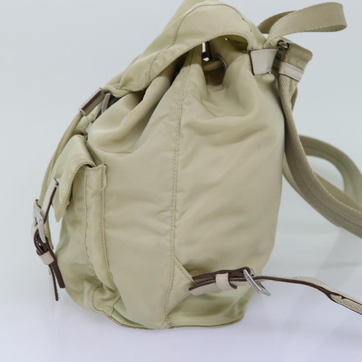 Luxury PradaBackpack Nylon Cream 76124