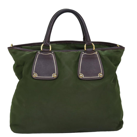 Luxury PradaHand Bag Nylon 2way Khaki 76128