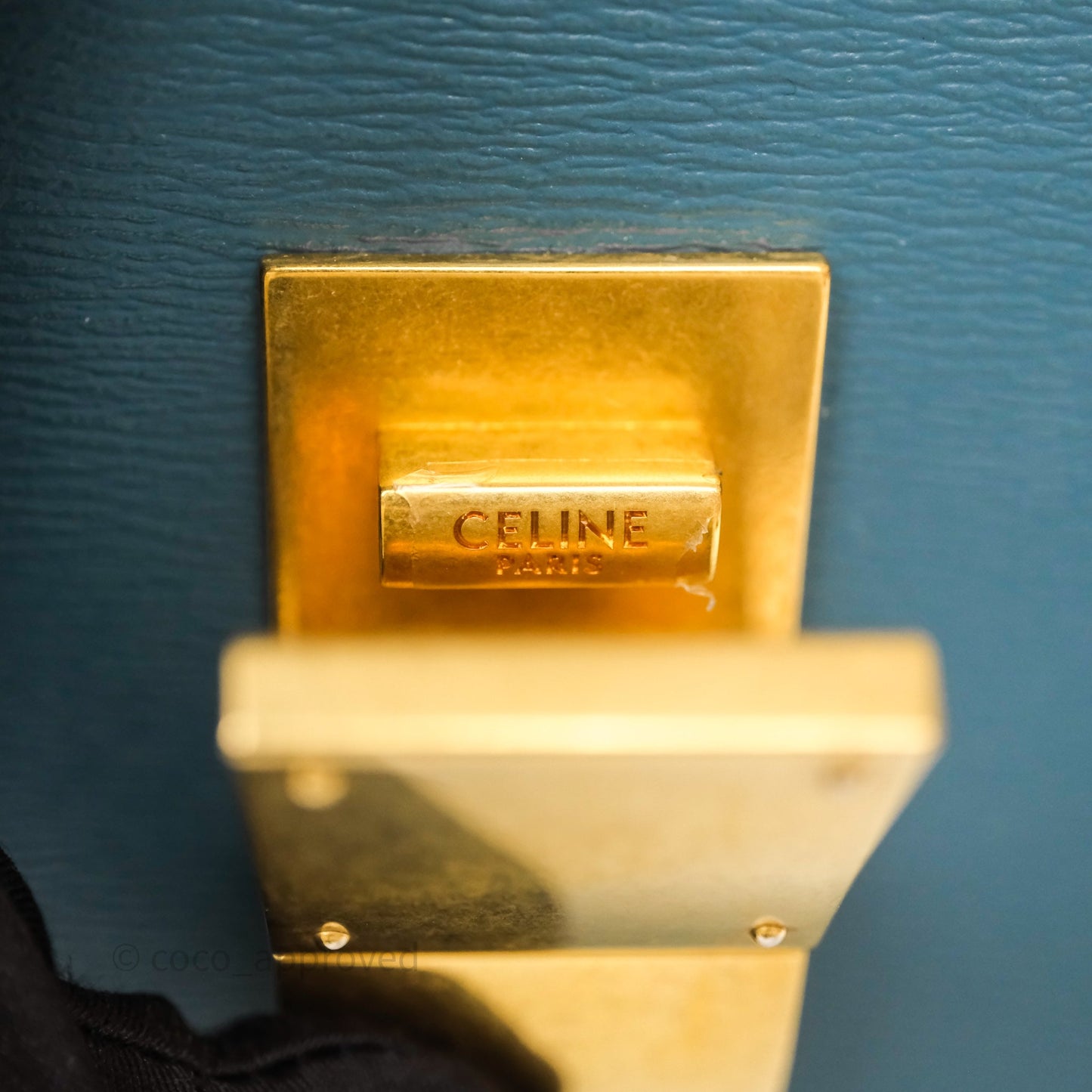 Celine Medium Classic Box Flap Blue Green Calfskin Gold Hardware