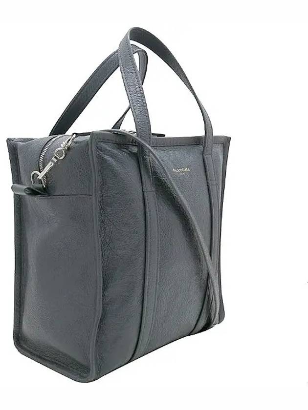 Luxury Balenciaga 513990 Gray color leather small bazaar shopper tote bag shoulder strap