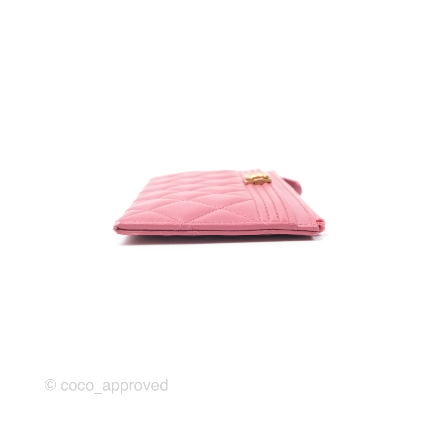 Chanel Boy Long Pouch Wallet Dusty Pink Lambskin Aged Gold Hardware