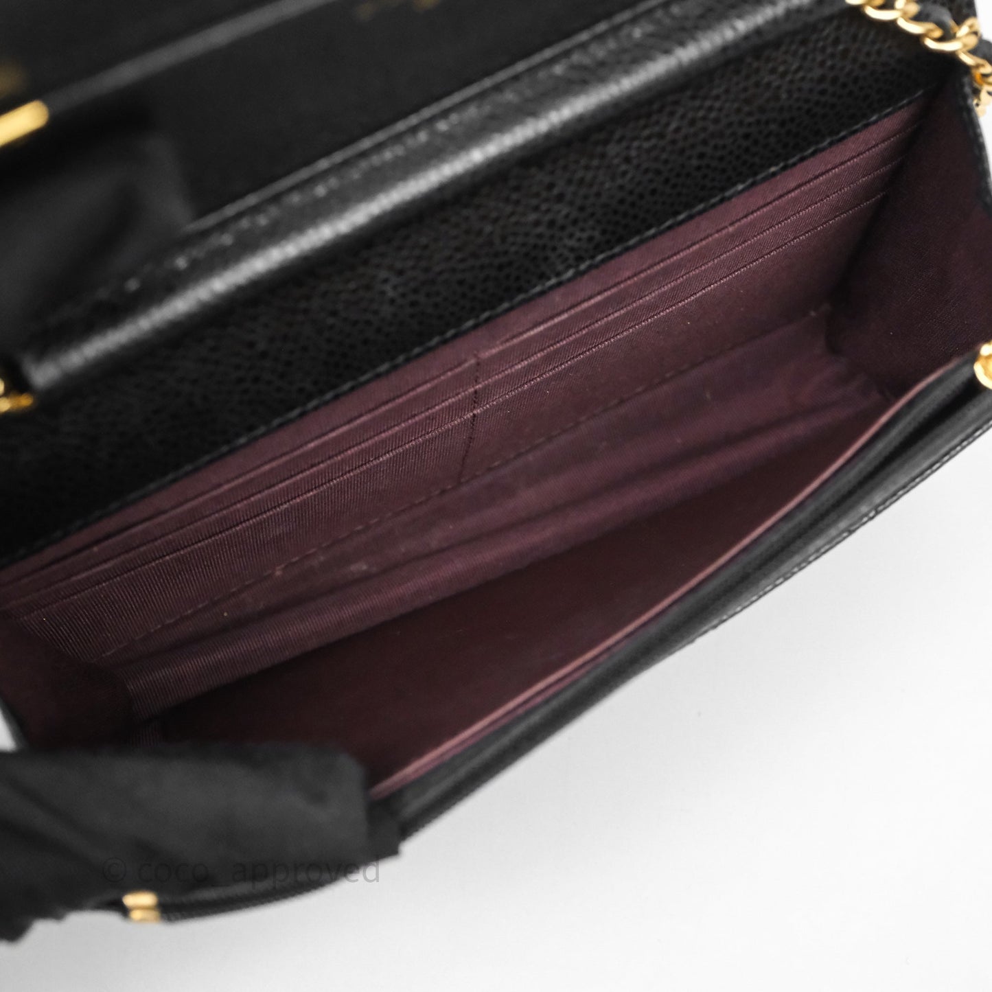 Chanel Classic Wallet On Chain WOC Quilted Black Caviar Gold Hardware