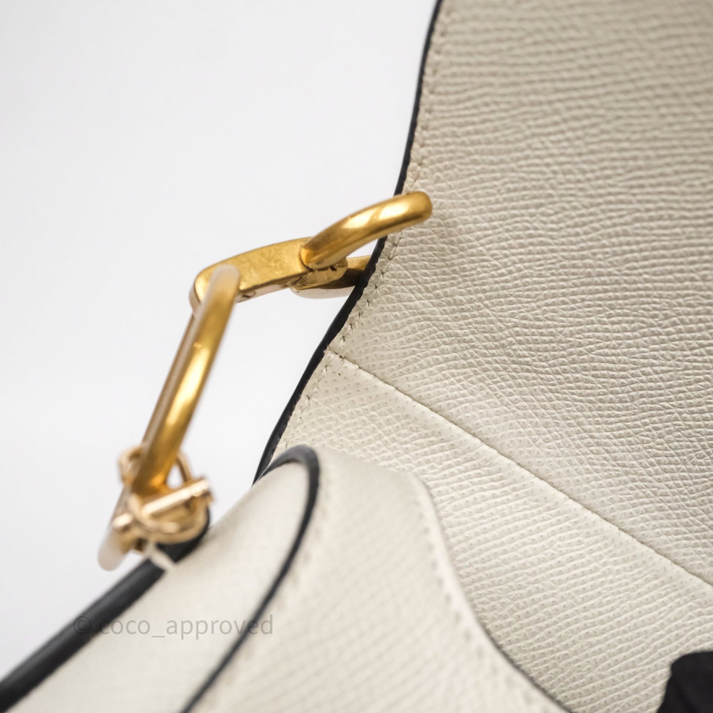 Christian Dior Saddle Bag White Grained Calfskin Gold Hardware