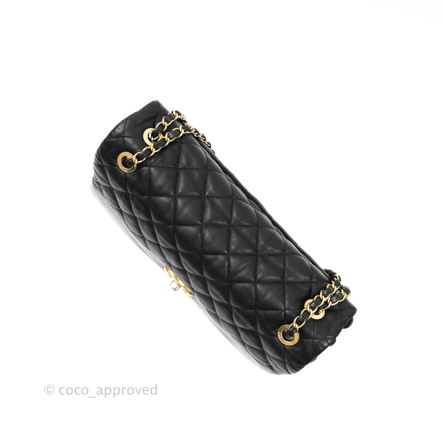 Chanel Soft Elegance Flap Bag Calfskin Black Aged Gold Hardware 14K