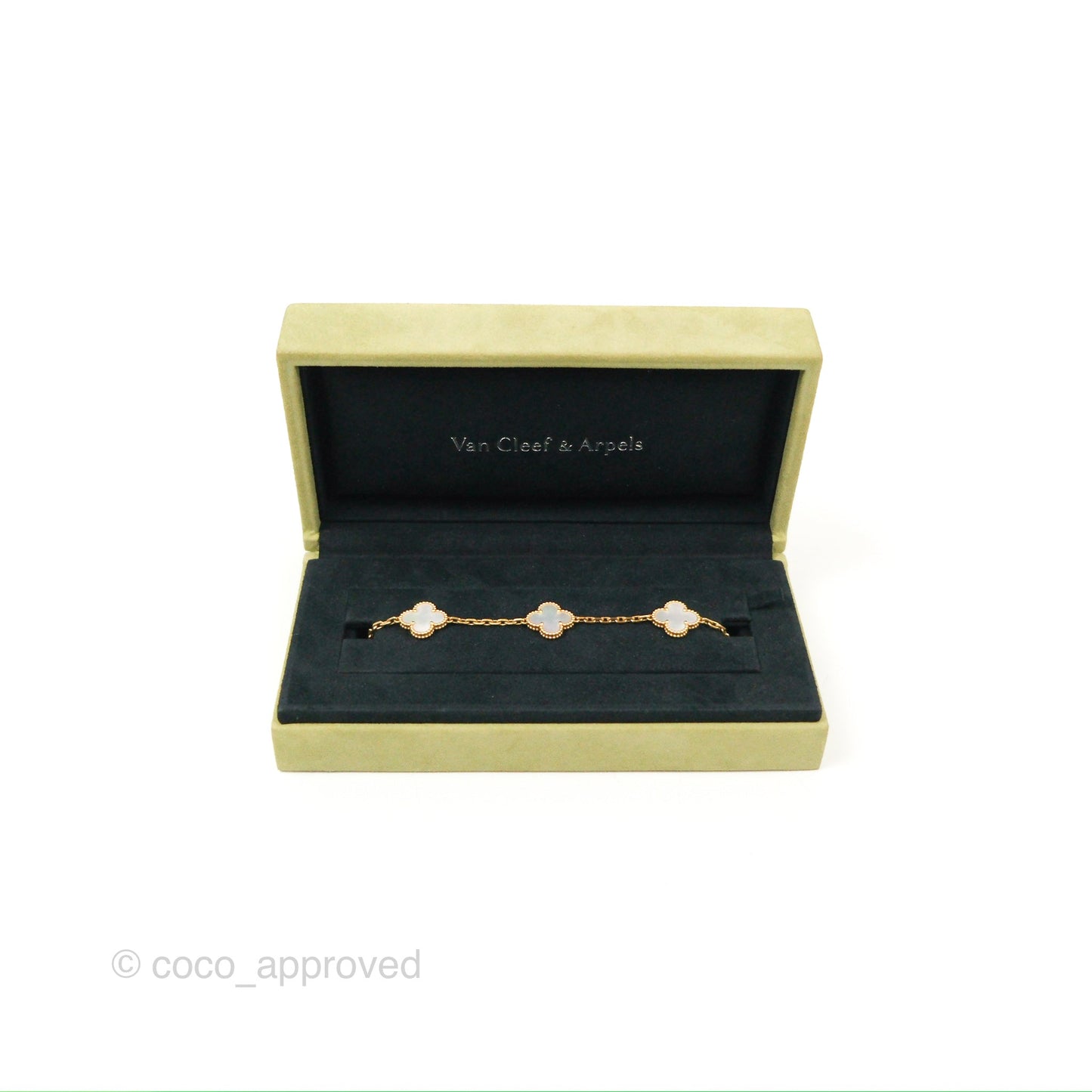 Van Cleef & Arpels Vintage Alhambra 5 Motifs White Mother-of-pearl Yellow Gold Bracelet