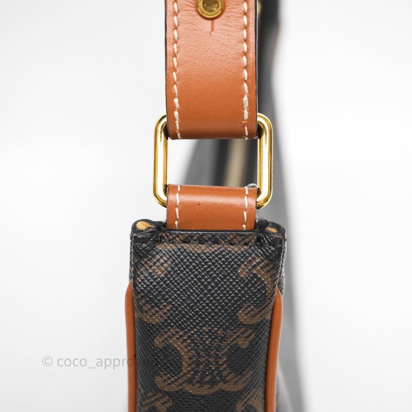Celine Medium Ava Bag In Triomphe Canvas Calfskin Tan