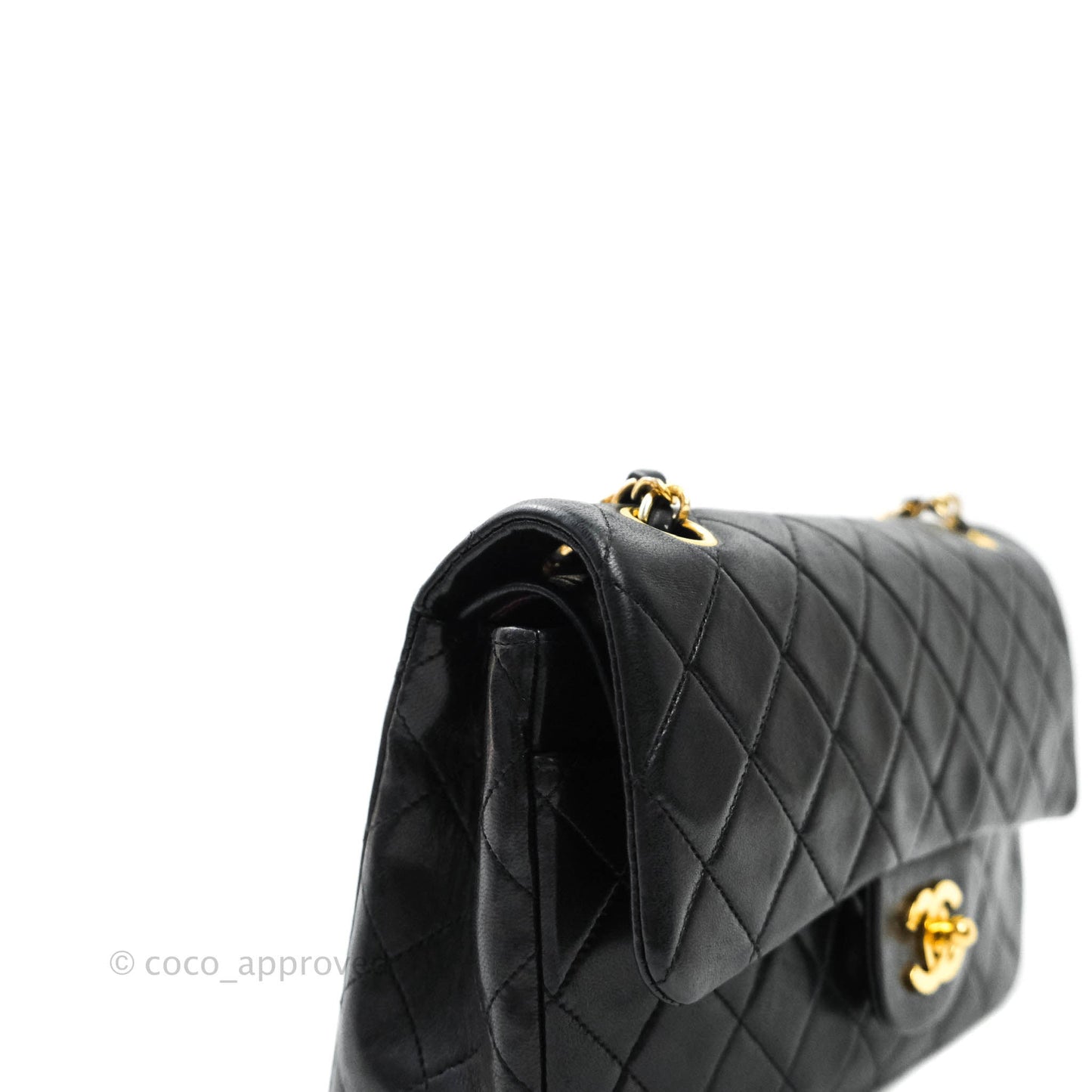 Chanel Vintage S/M Lambskin Small Double Flap Bag Black 24K Gold Hardware