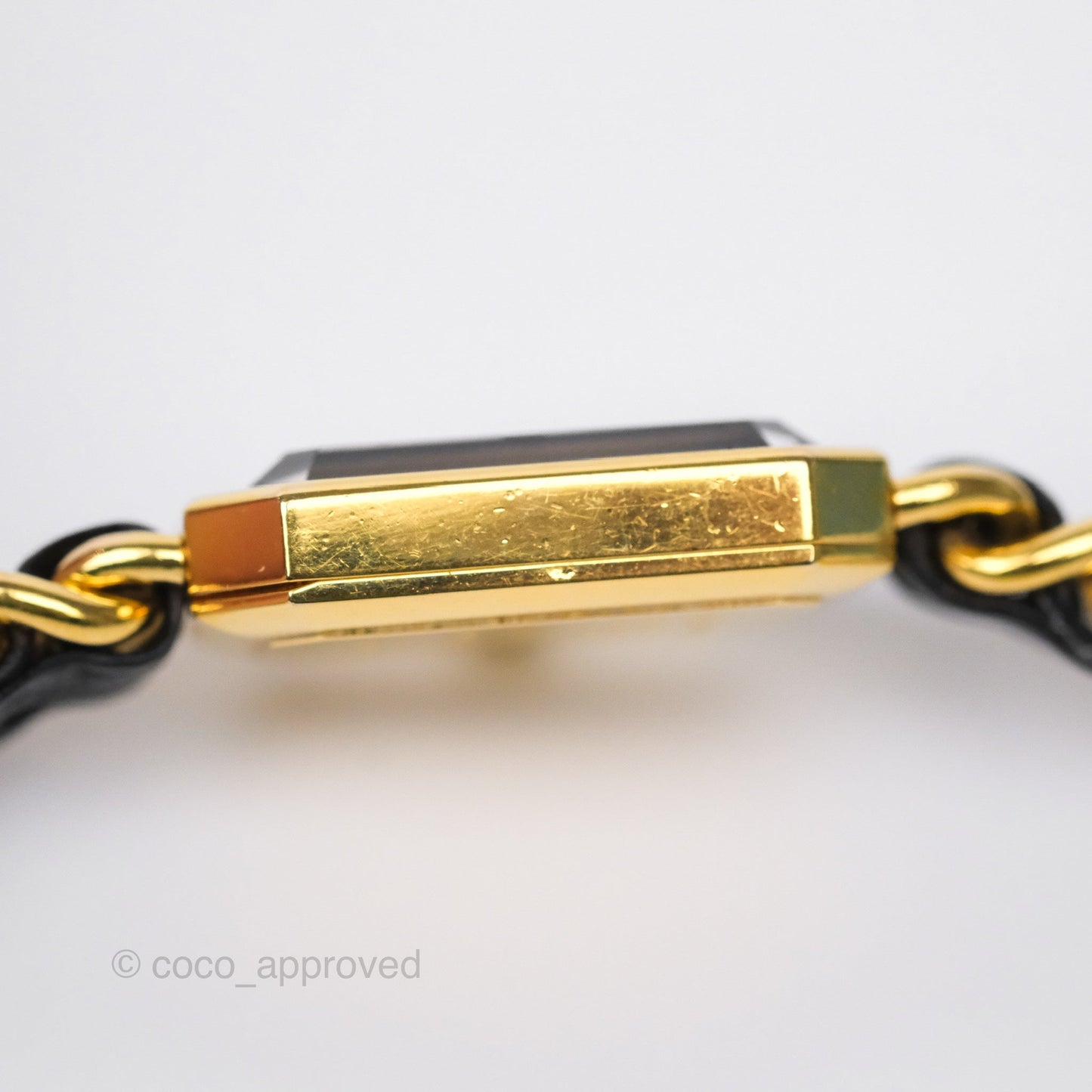 Chanel Vintage Première Watch Black Leather Gold Plated Size L