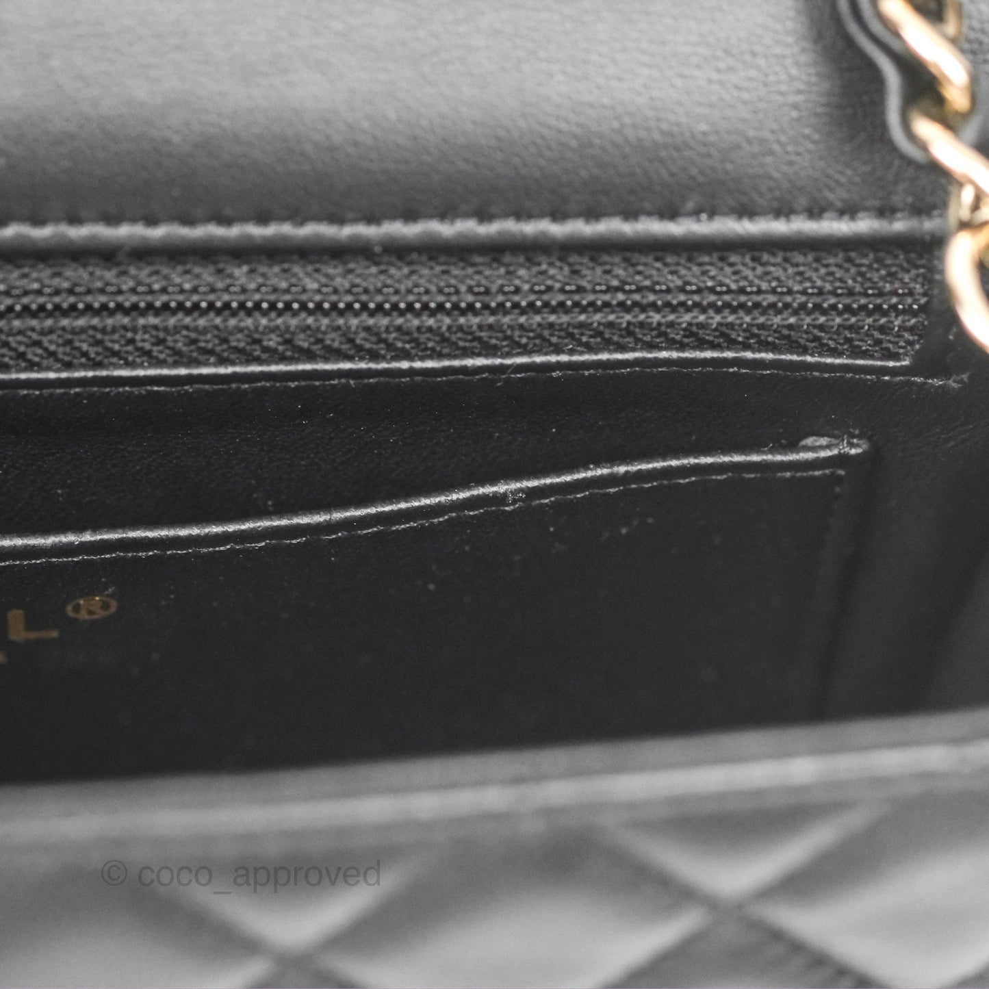 Chanel Quilted Mini Rectangular Black Lambskin Gold Hardware