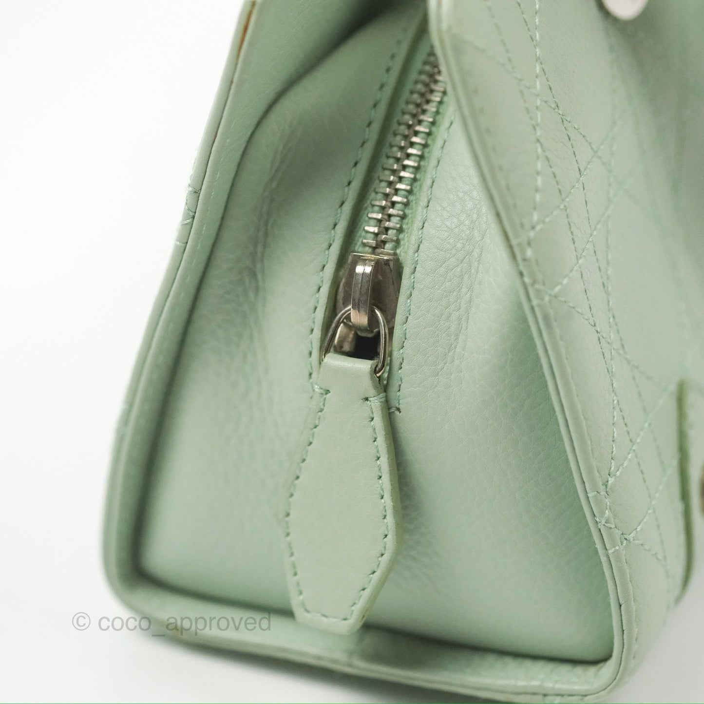 Dior East West Lady Dior Mint Green Calfskin Silver Hardware