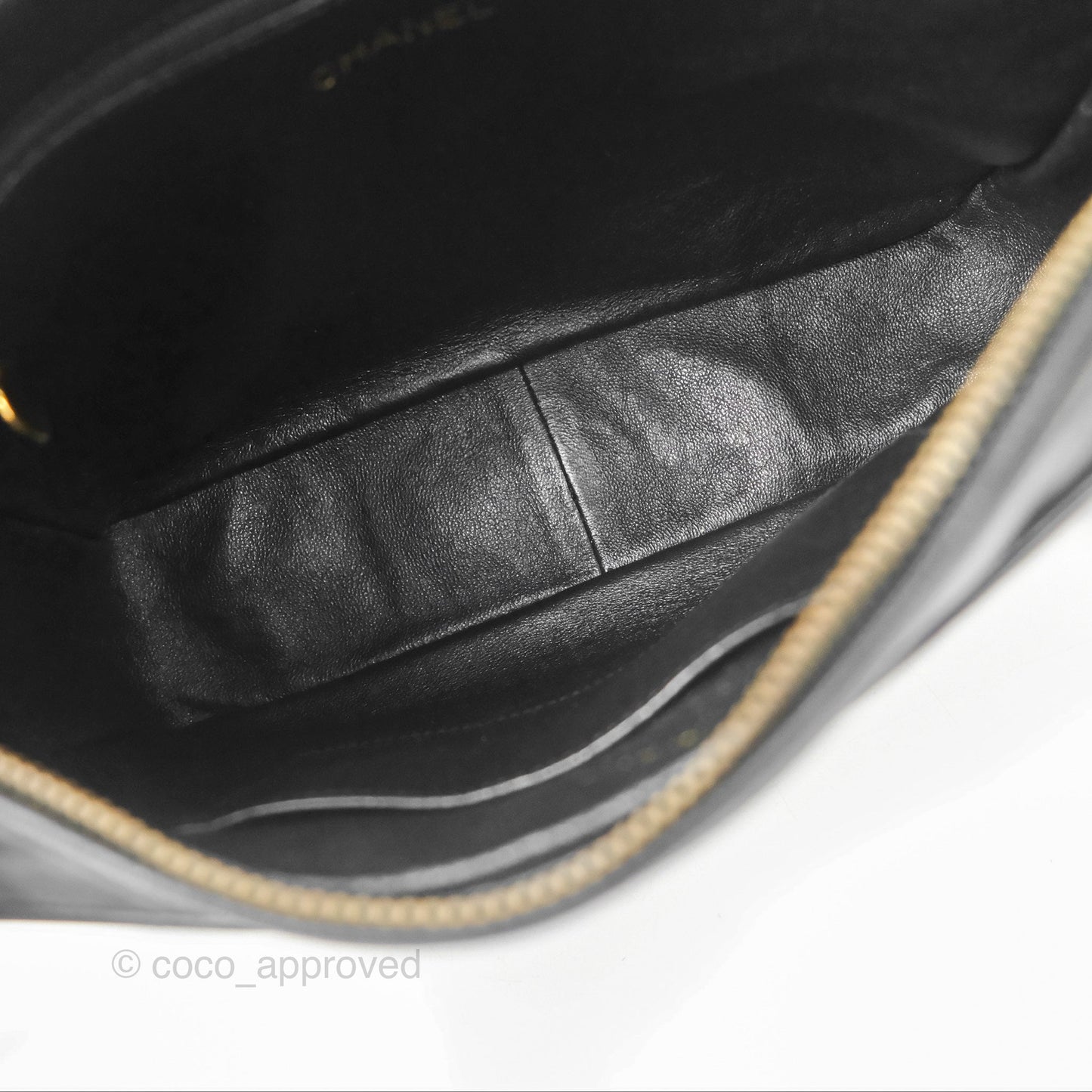 Chanel Vintage Quilted Shoulder Bag Black Lambskin Gold Hardware