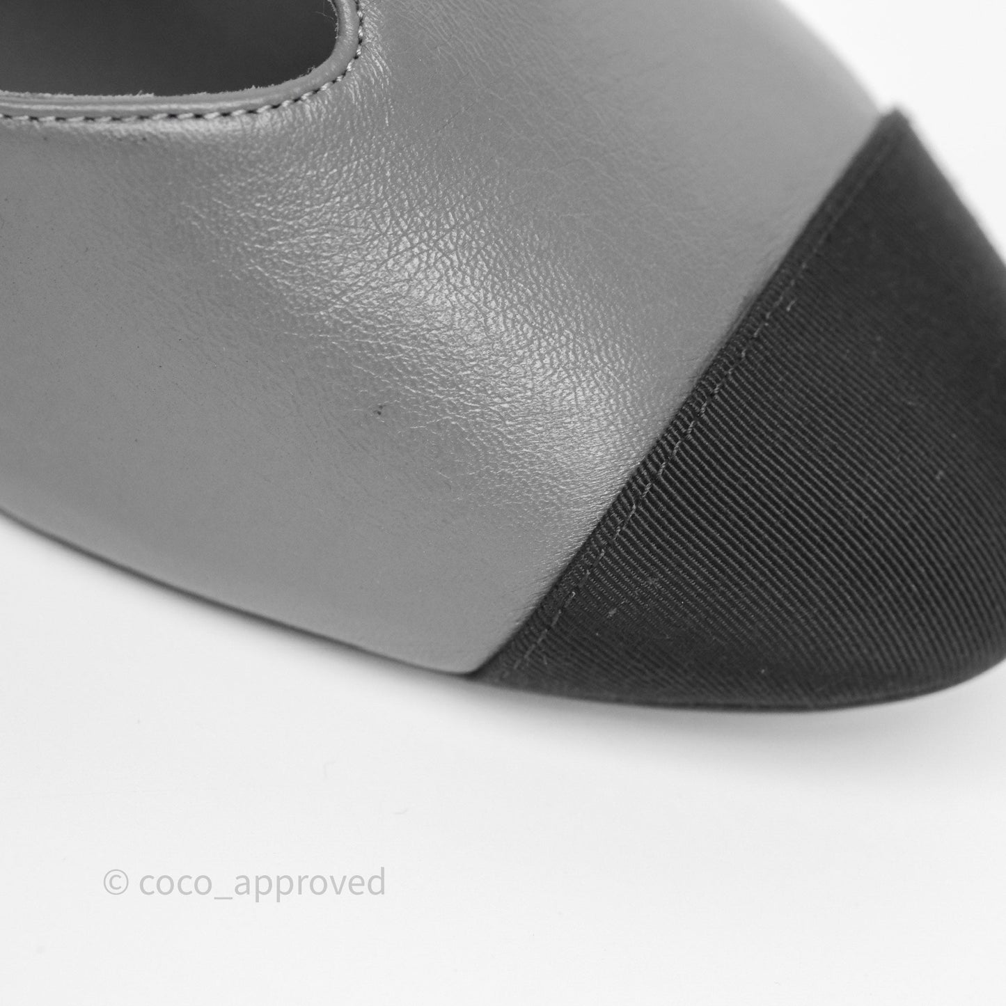 Chanel Cap Toe Bow Ankle-cuff Sandals Grey Black Lambskin