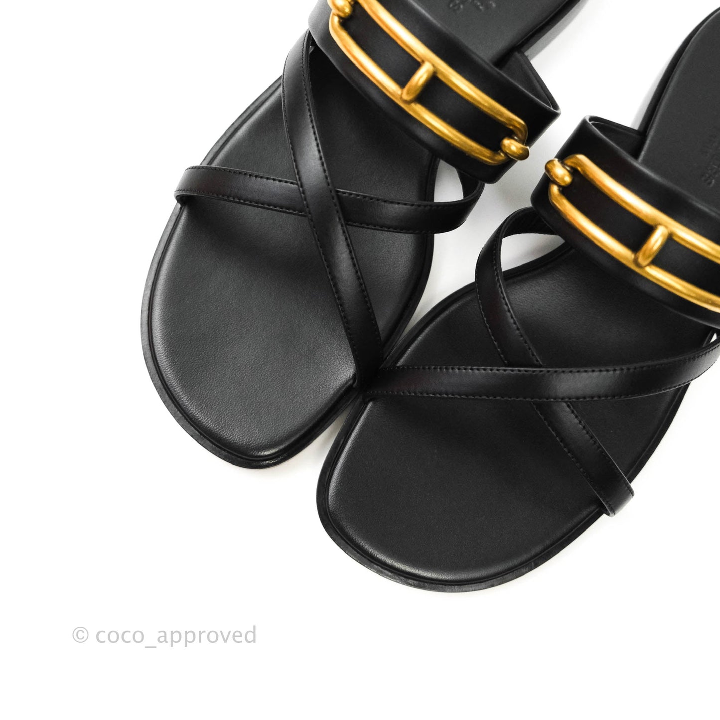 Hermès Claire Cross Flat Sandals in Black Size 38
