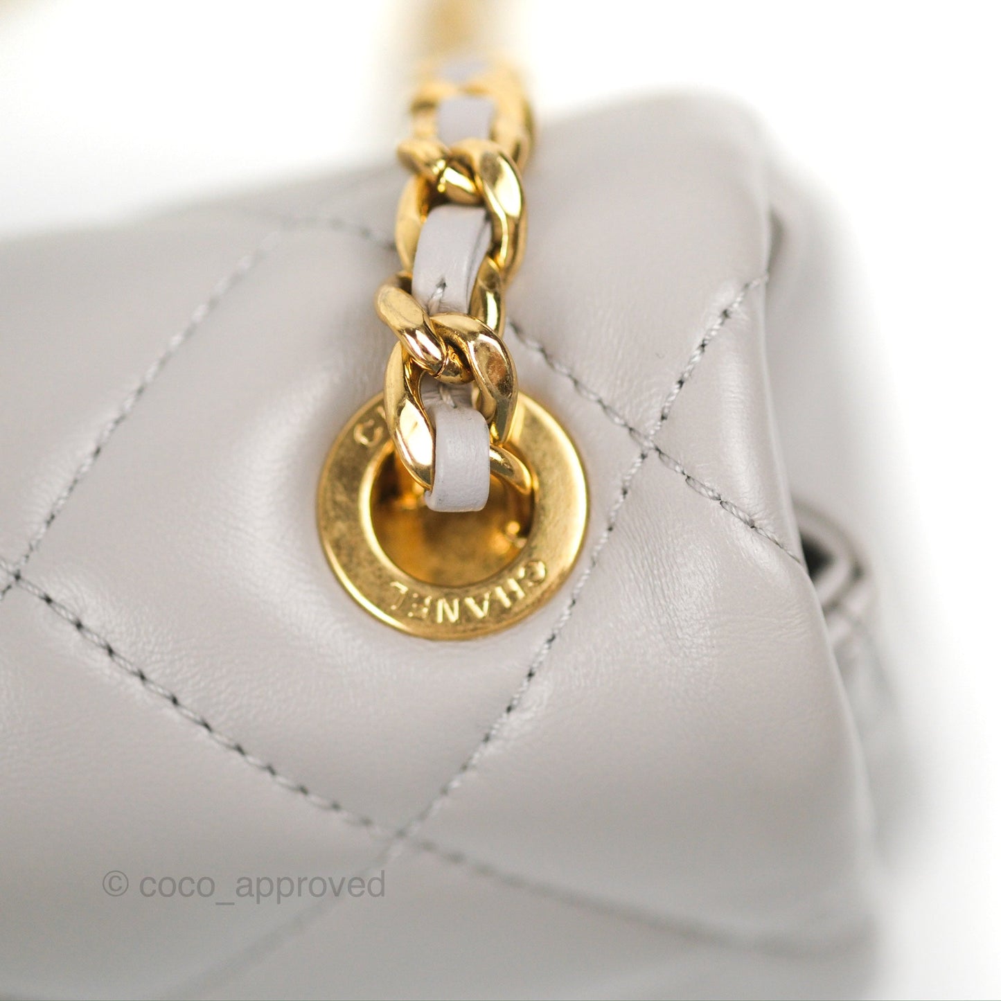 Chanel Flap Bag Grey Clair Lambskin Aged Gold Hardware 22B