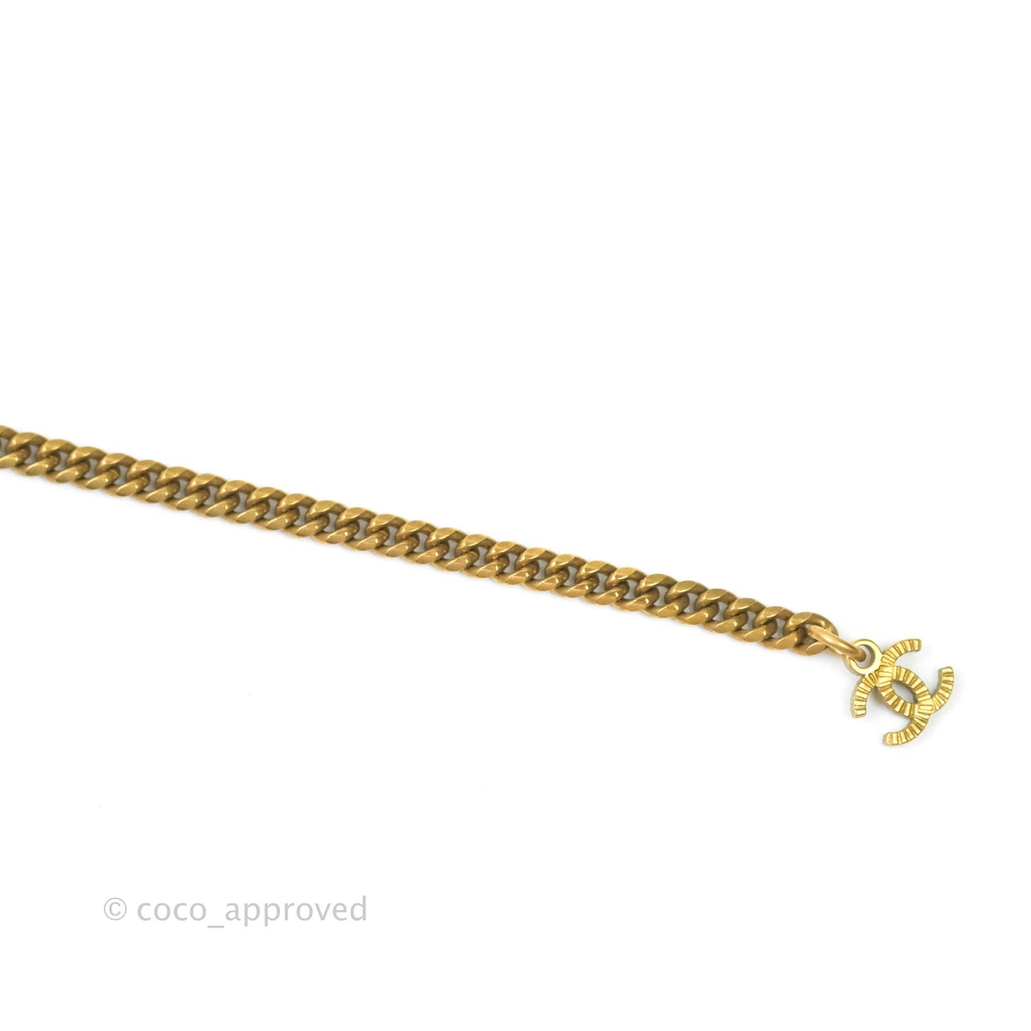 Chanel CC Crystal Pendant Chain Necklace Matte Gold Tone 21C