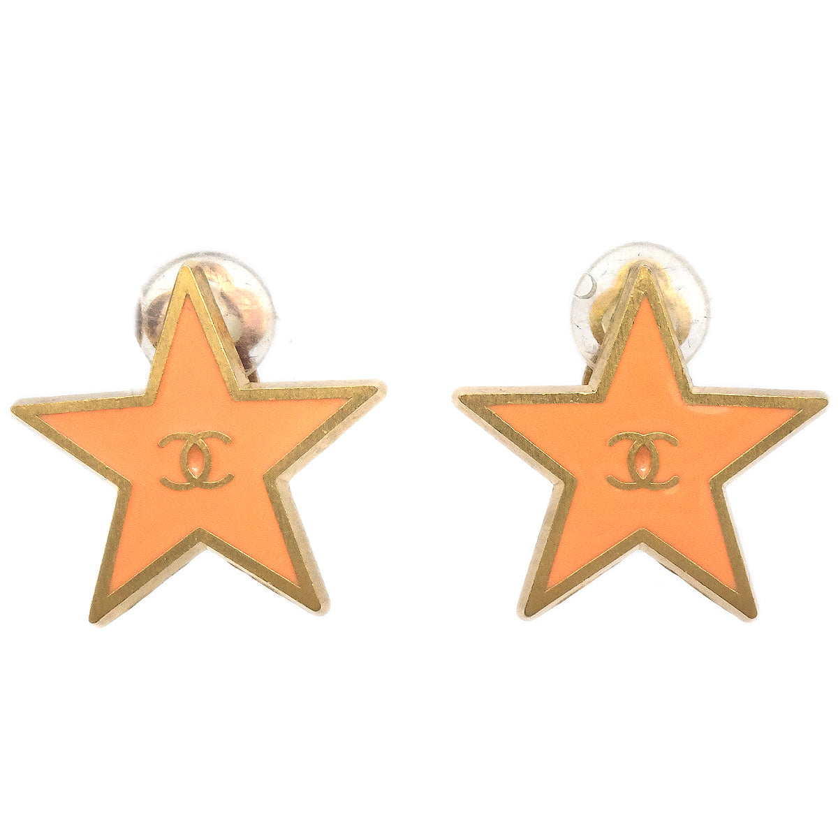 Luxury Chanel Star Earrings Clip-On Orange 01P