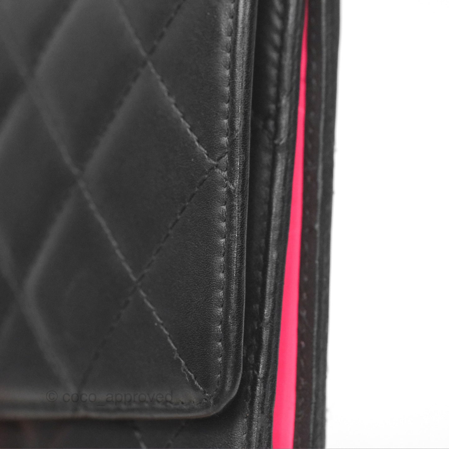 Chanel Quilted Cambon Yen Flap Wallet Black Calfskin Silver Hardware
