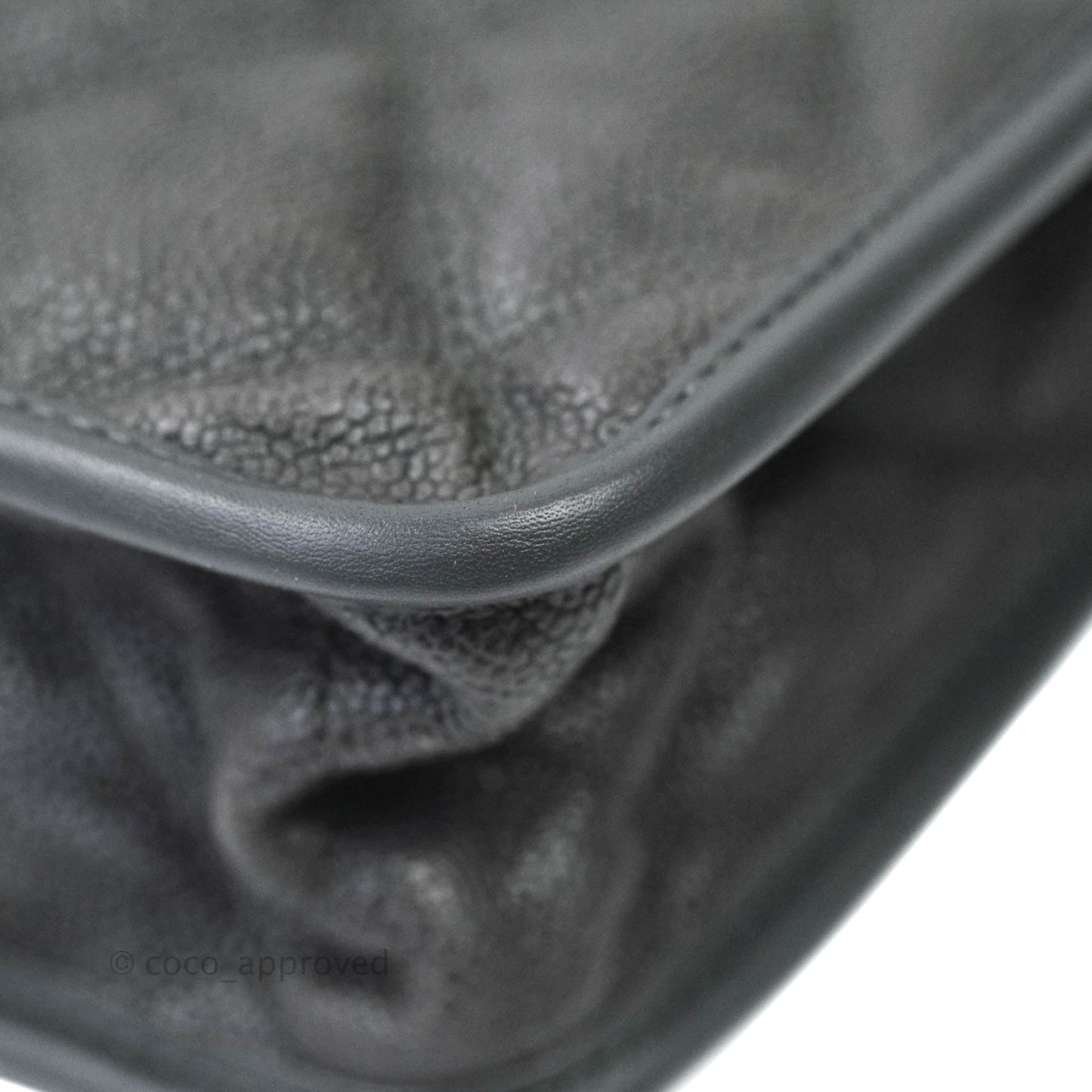 Chanel French Riviera Quilted Large Flap Bag Caviar Grey Silver Hardware