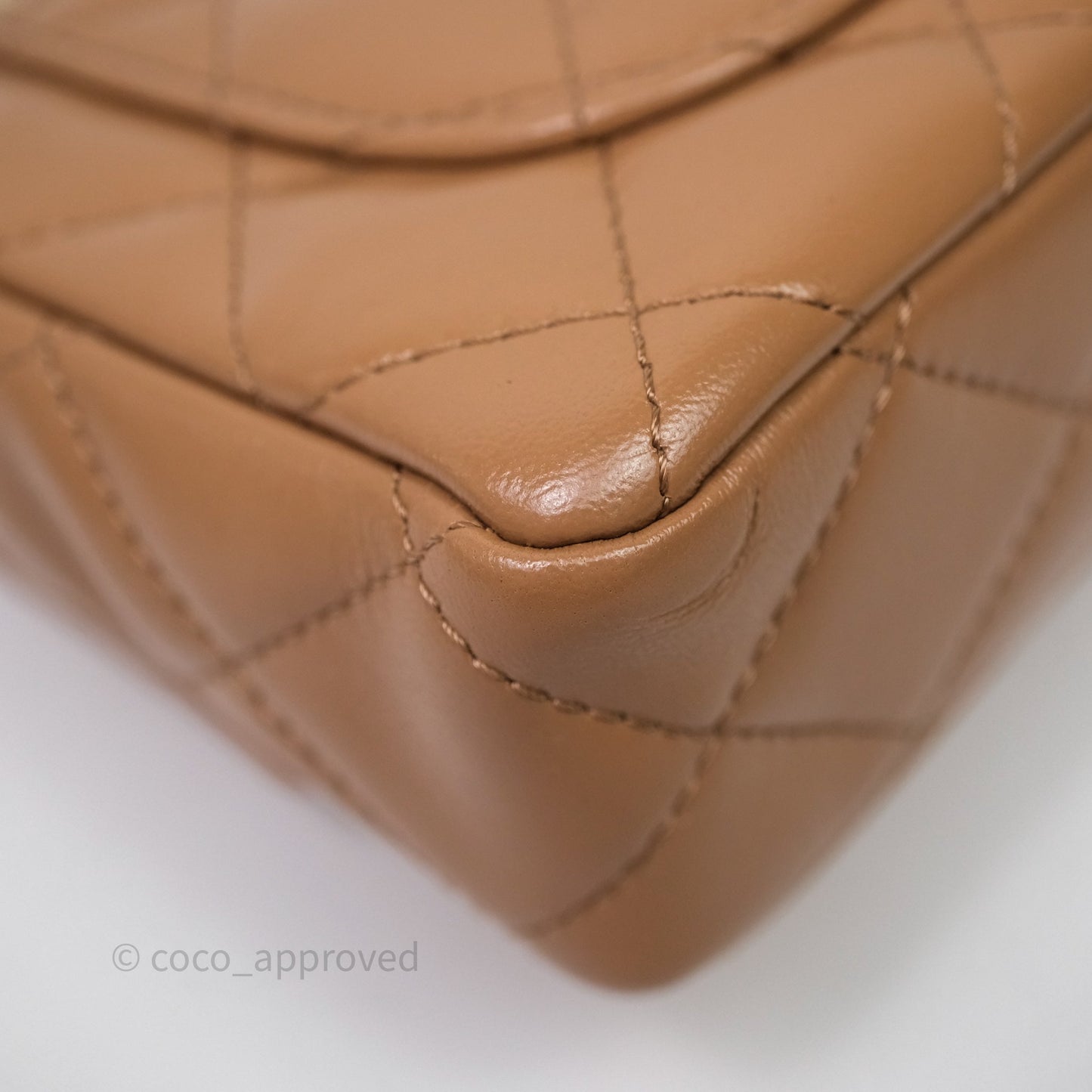 Chanel Top Handle Flap Bag Beige Lambskin Gold Hardware