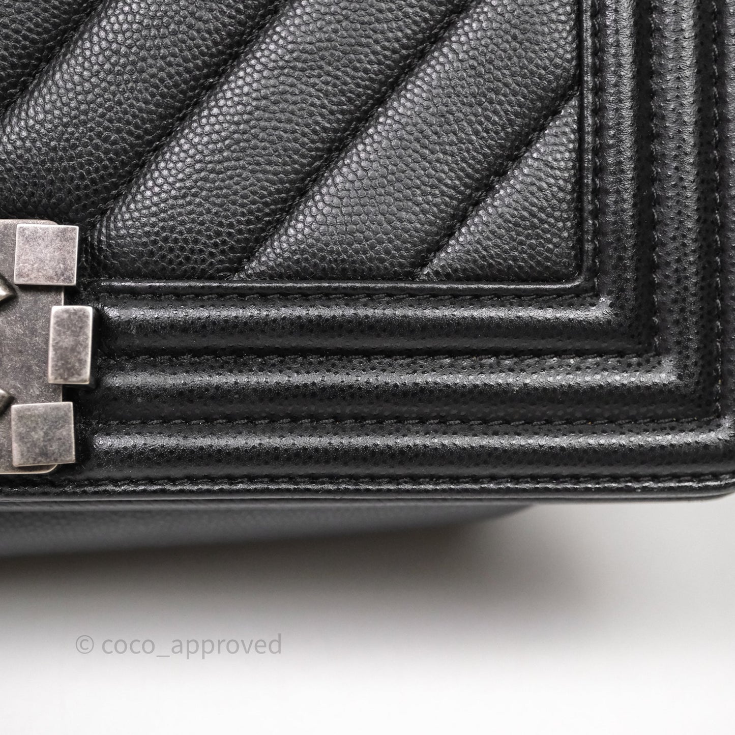 Chanel Medium Boy Chevron Black Caviar Ruthenium Hardware