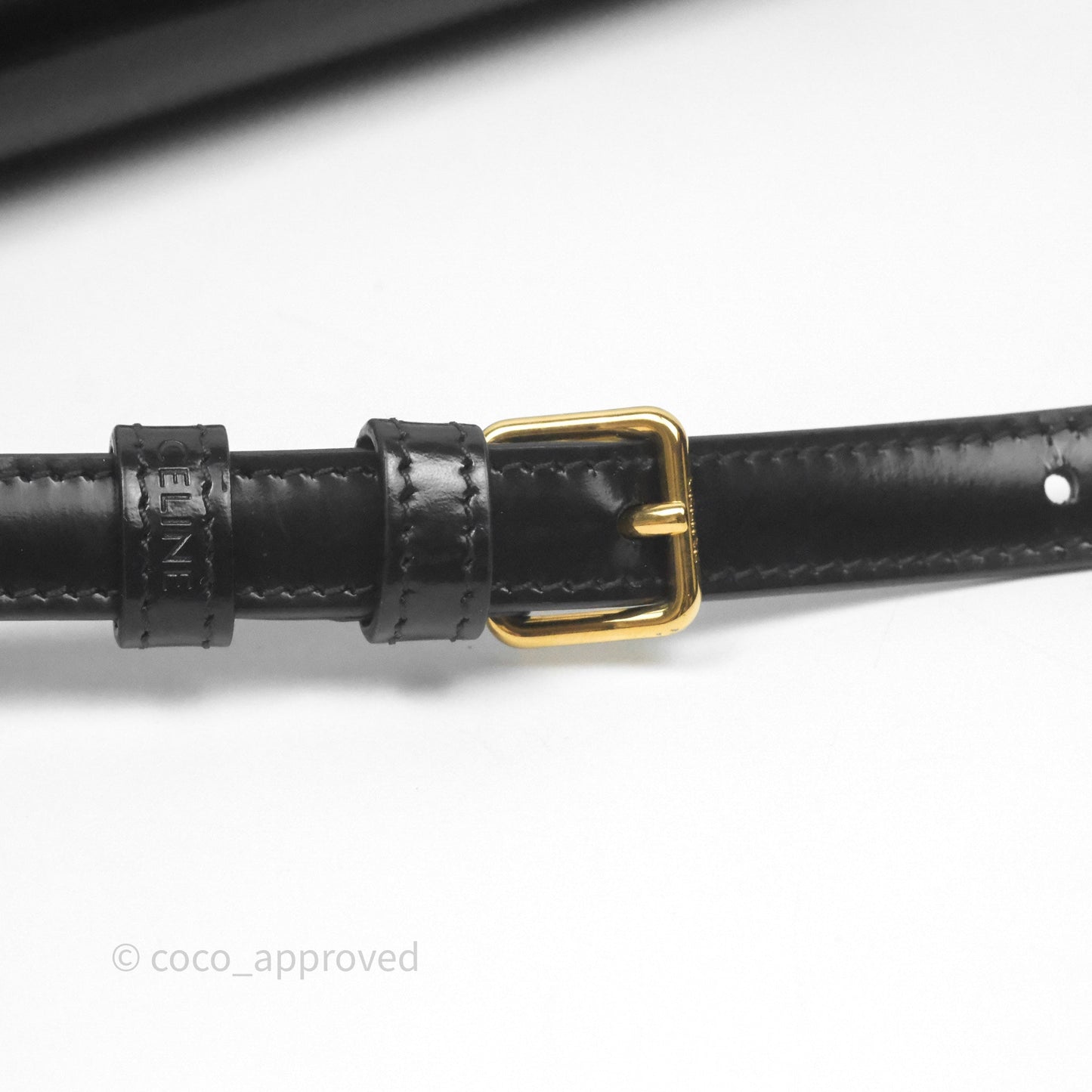 Celine Triomphe Shoulder Bag Black Shiny Calfskin