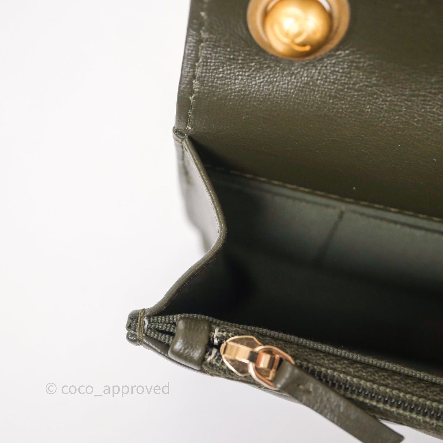 Chanel All Slide Adjustable Chain Phone Holder WOC Olive Green Lambskin