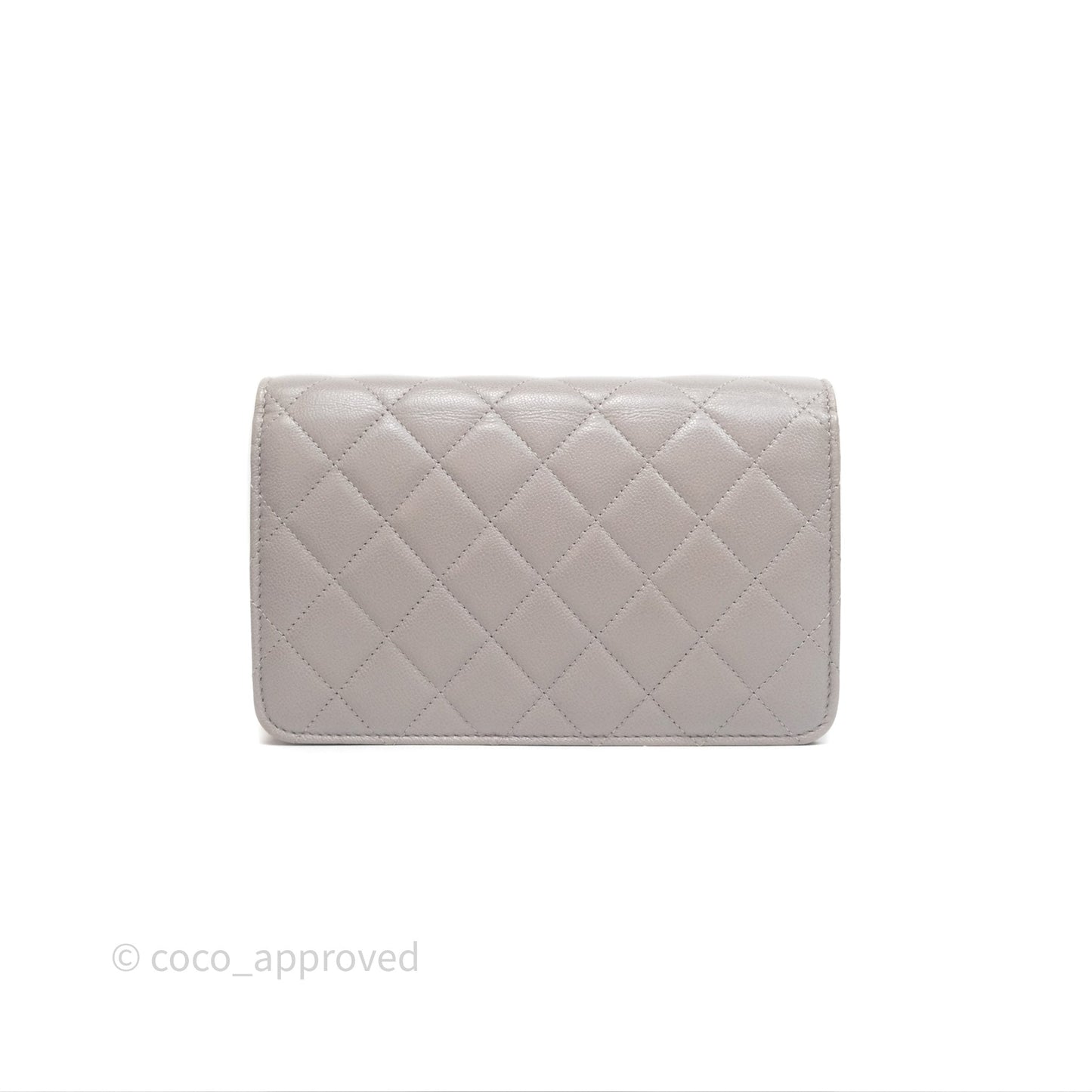 Chanel Classic Quilted Wallet on Chain WOC Grey Caviar Gold Hardware
