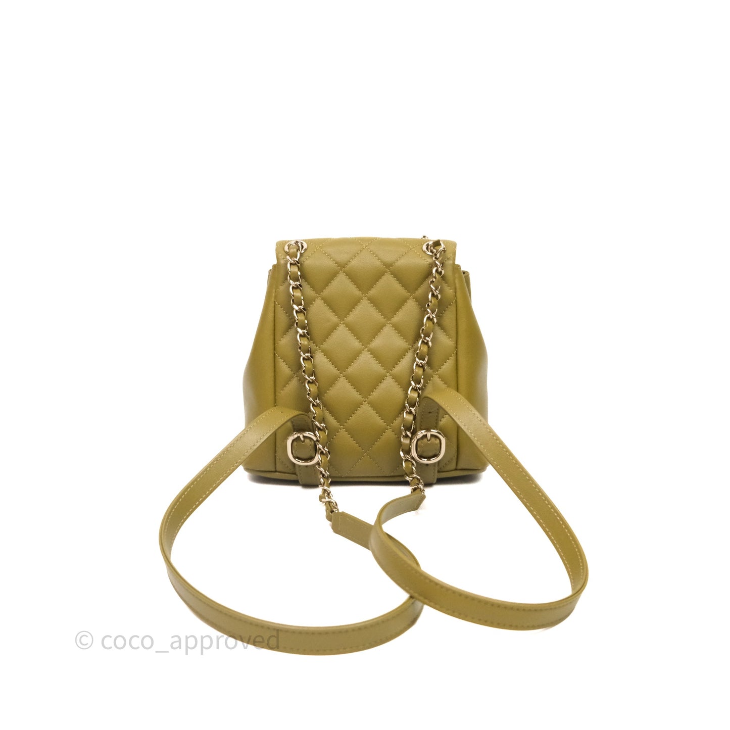 Chanel Mini Duma Backpack Olive Green Calfskin Gold Hardware
