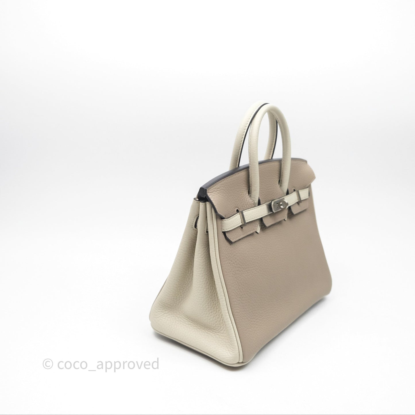 Hermès Birkin 25 Special Order Retourne Gris Tourterelle 81 / Beton 8L Clemence Brushed Palladium Hardware
