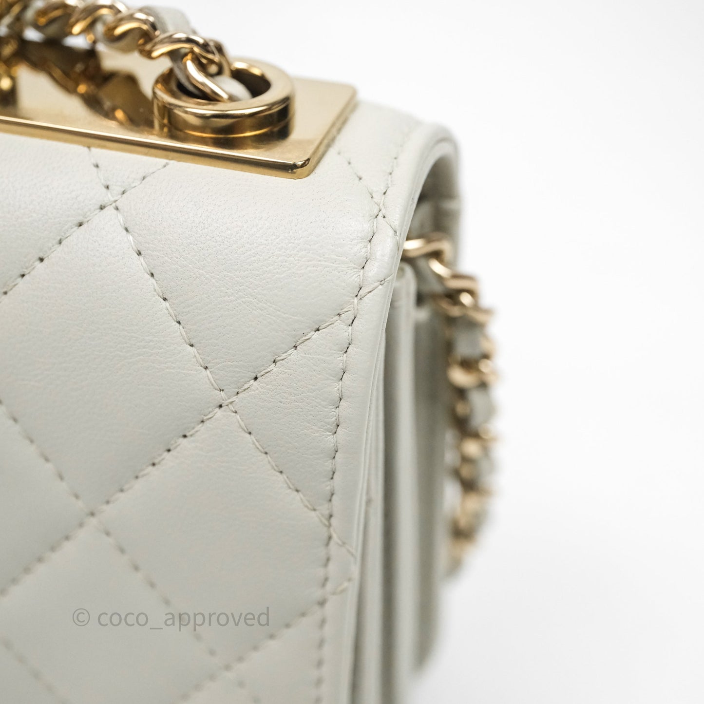 Chanel Trendy CC Wallet On Chain WOC Light Grey Lambskin Gold Hardware N