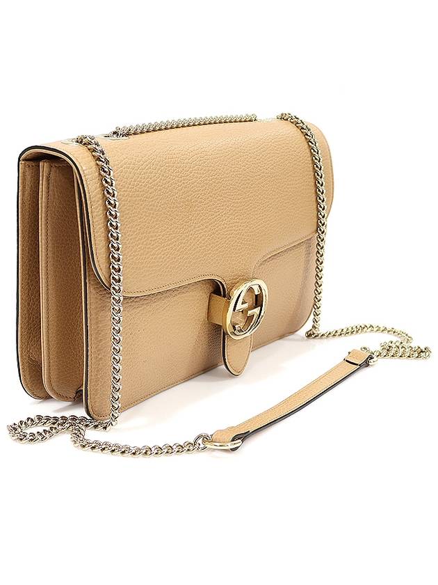 Luxury Gucci Trending 2025 510303 Beige leather interlocking GG gold chain medium shoulder bag